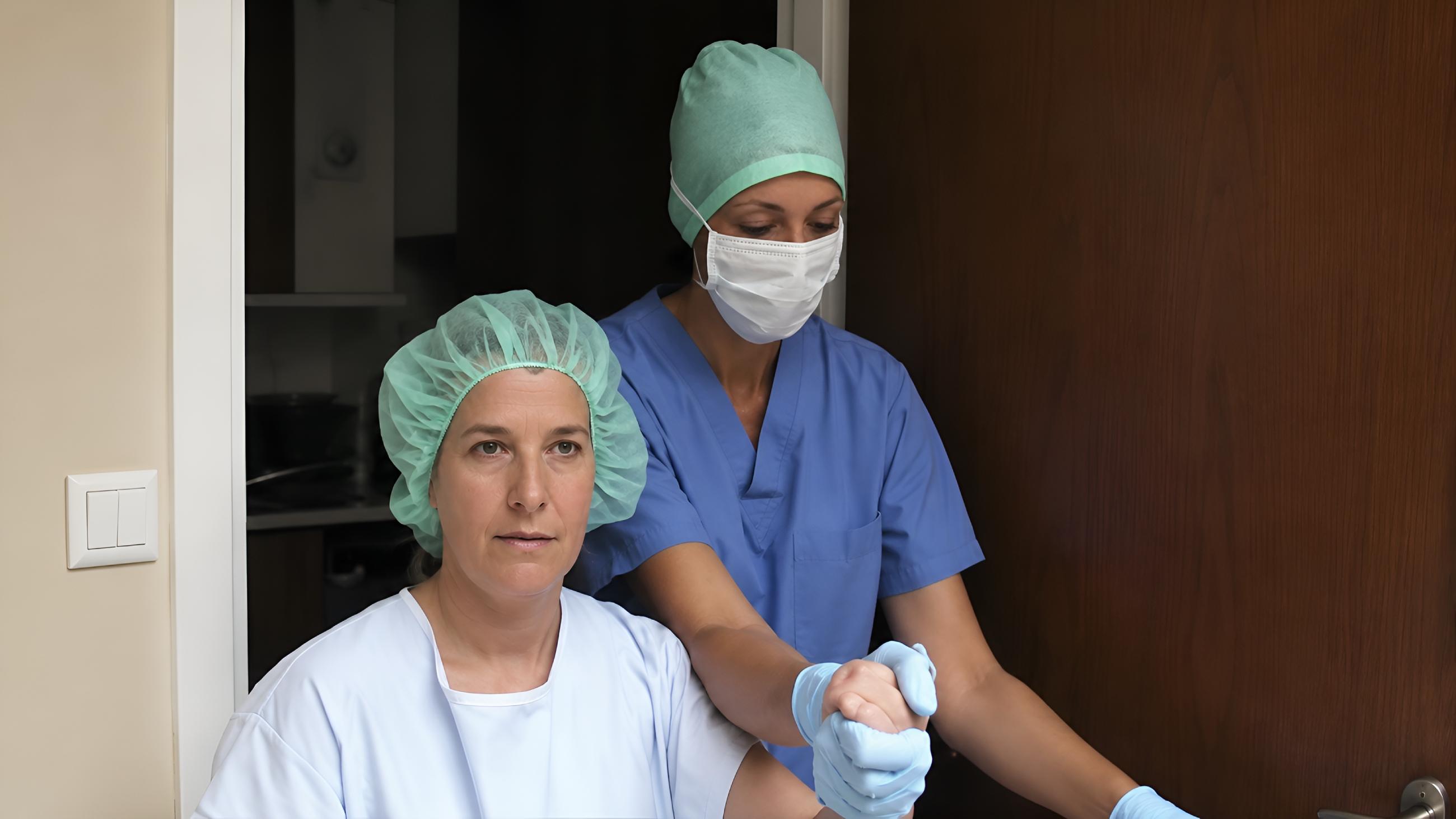 Mistress supervising operating room at O.R.R. Belgium during medical BDSM