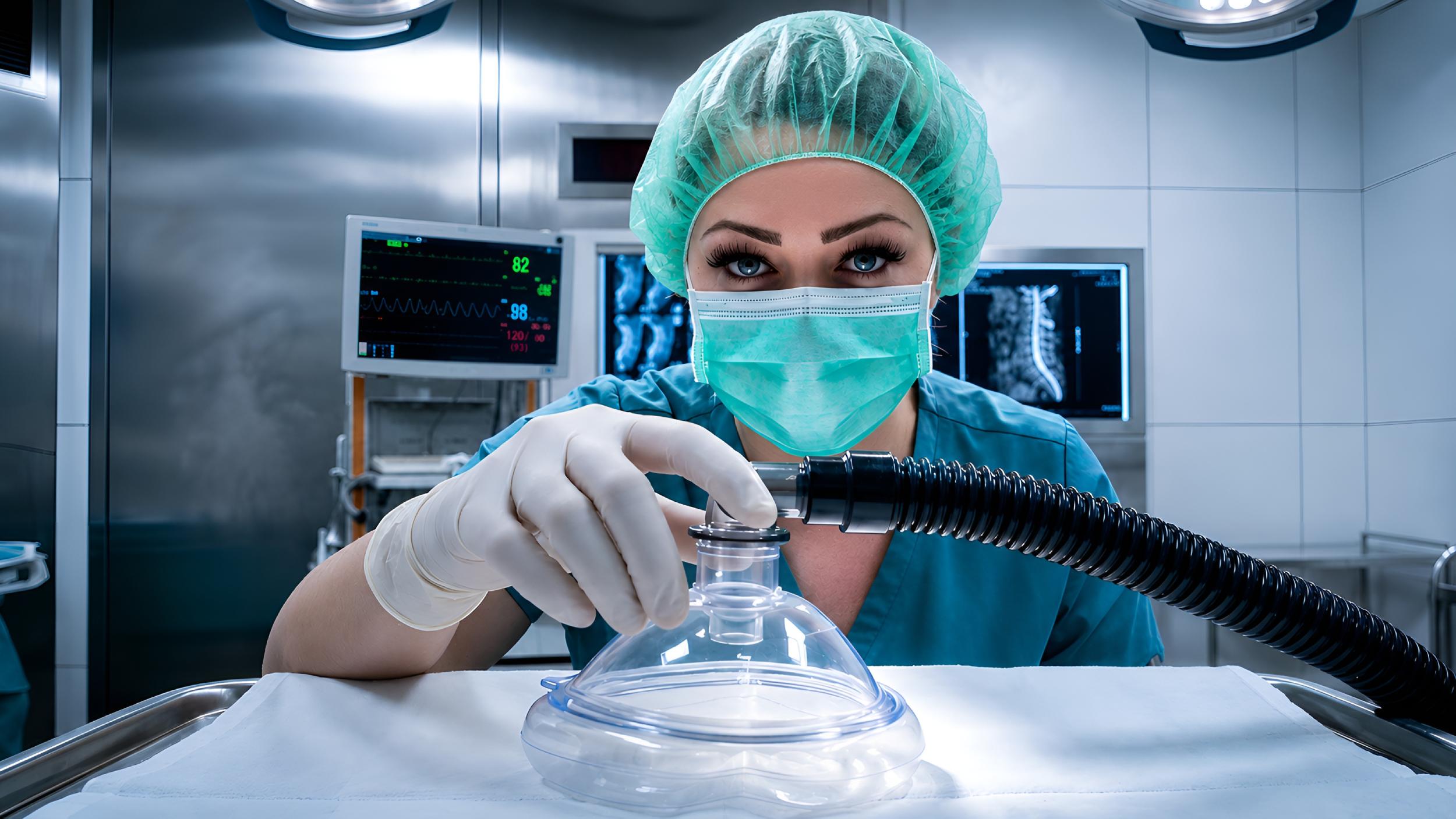 Anesthesia mask fetish and medical BDSM restraint in Belgium clinic