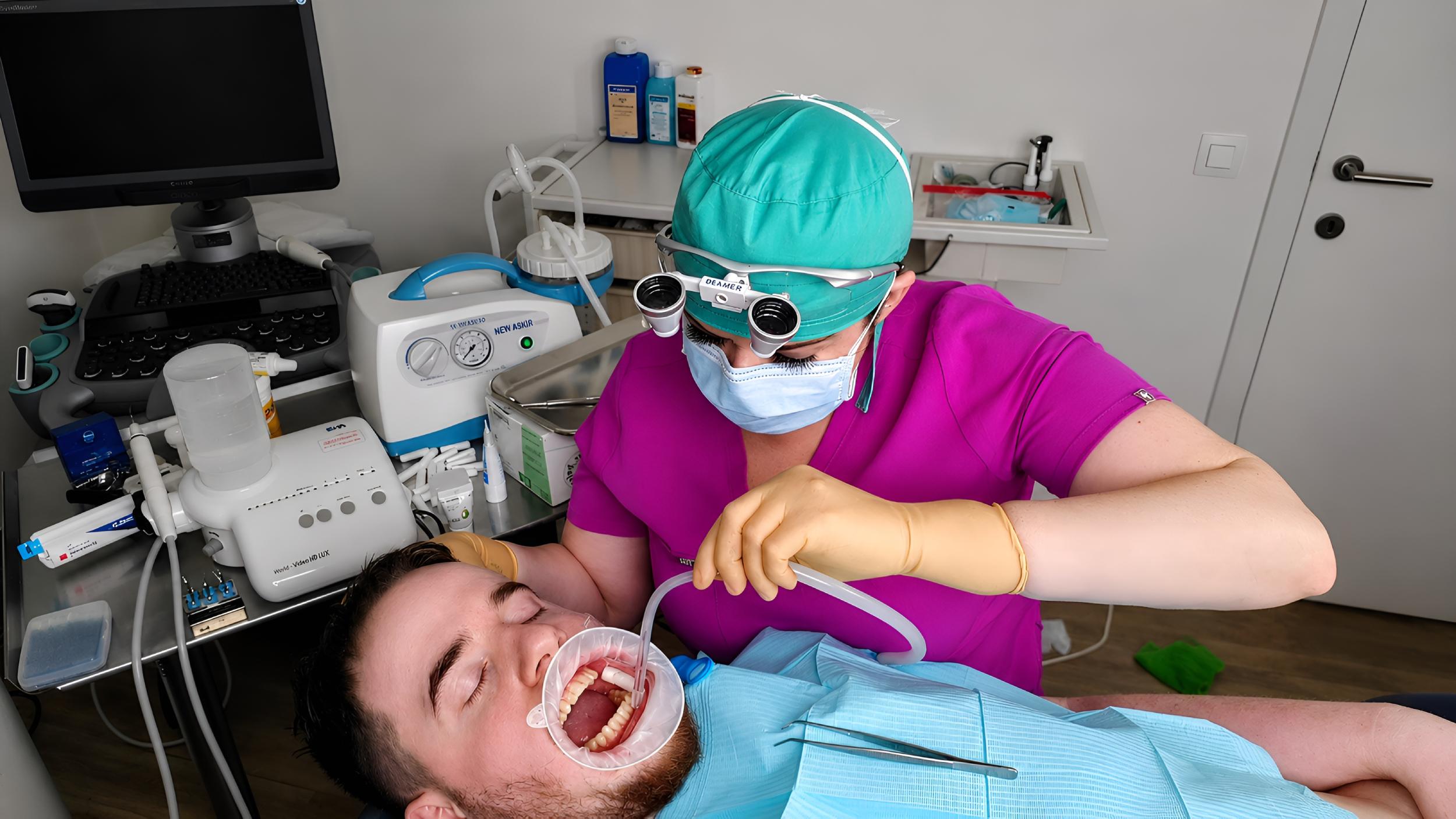 Mistress Katharina Amara using saliva aspiration clinical tools during medfet roleplay