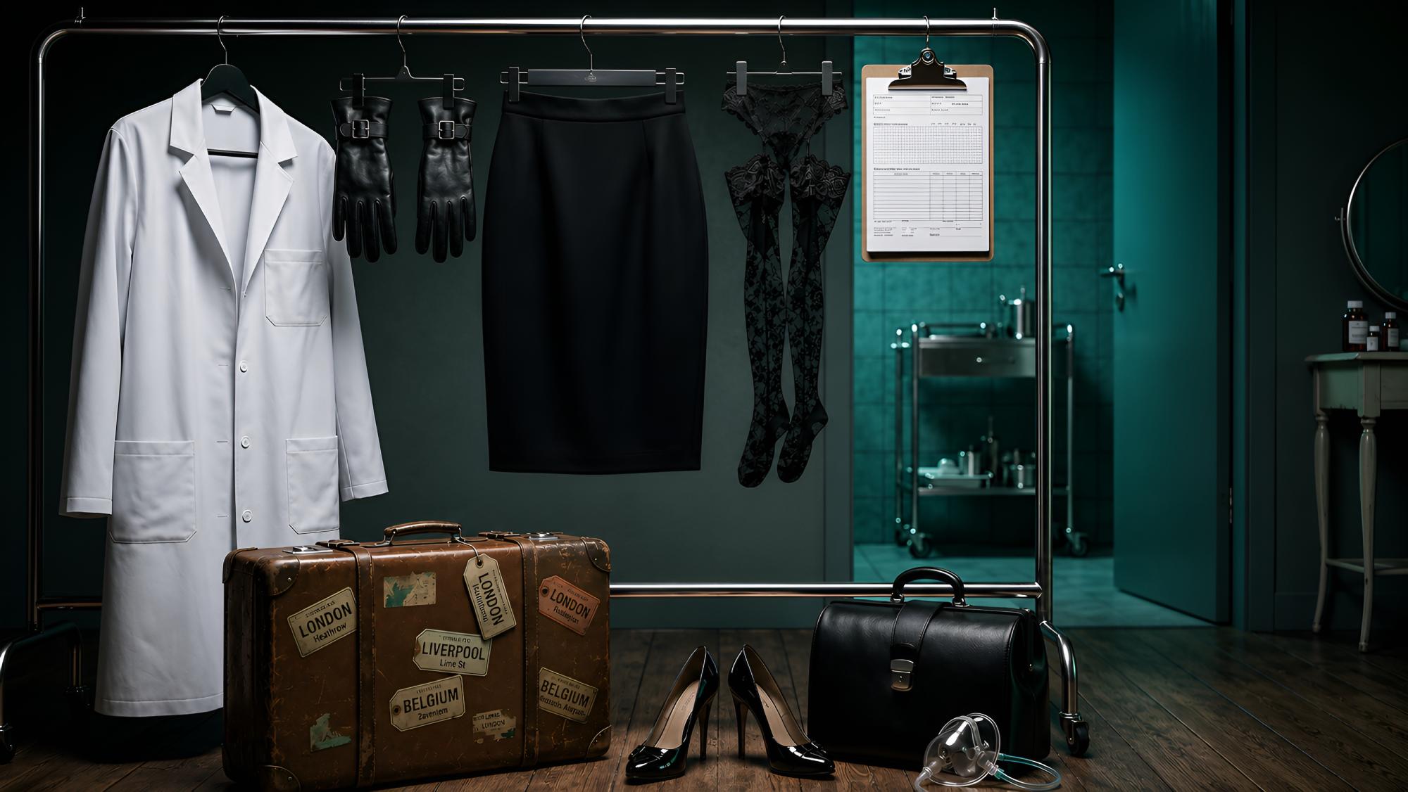 Mistress Alexia UK travel wardrobe en route to medical femdom clinic